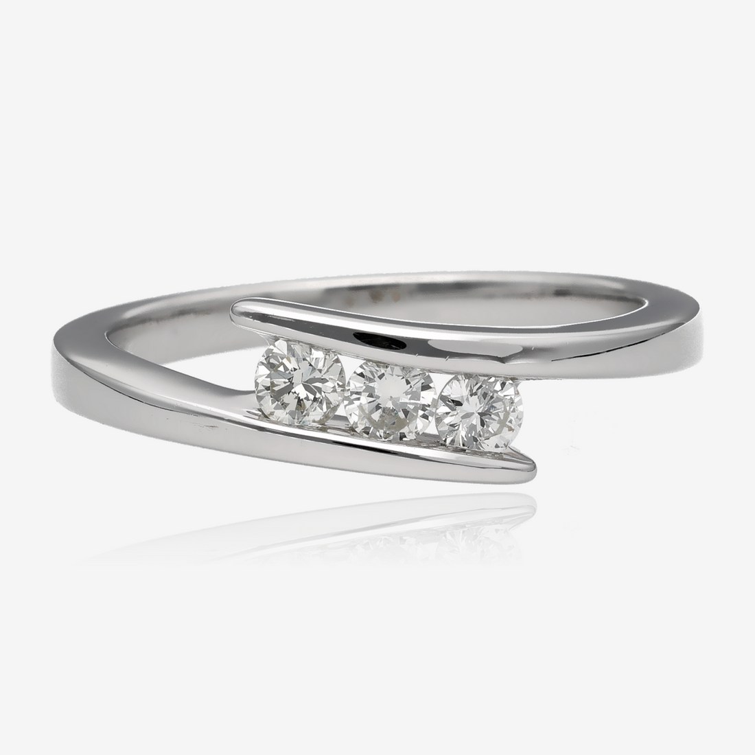 Sleek Three Stone Diamond Bypass Ring 1ct