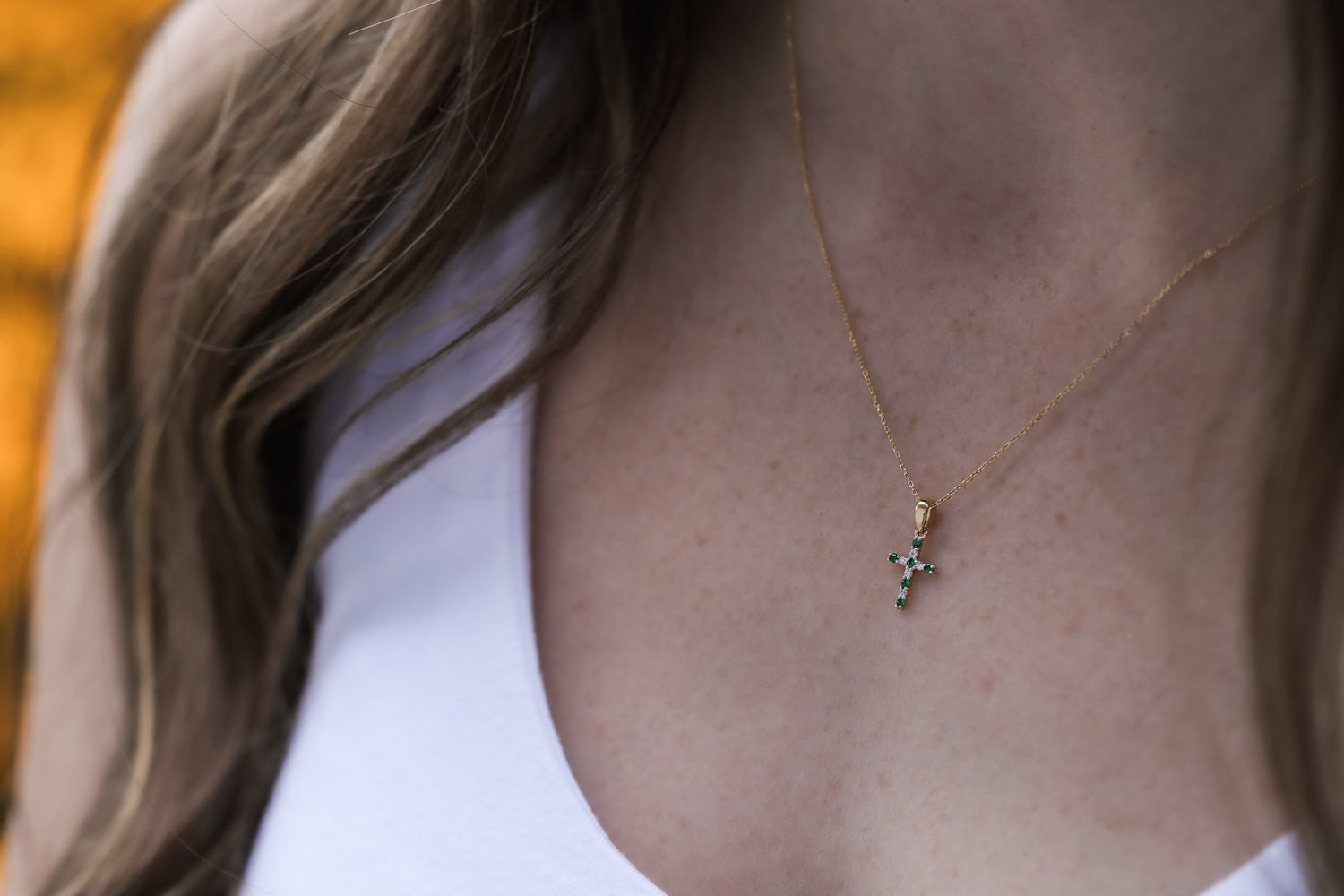 Precious Gem Dainty Diamond Cross Necklace