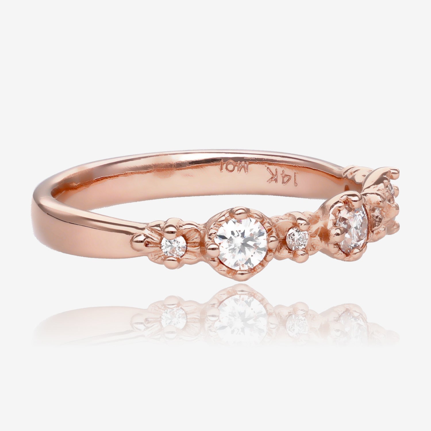 Handmade Treasure Band in Twinkling White Moissanite 14k Rose Gold