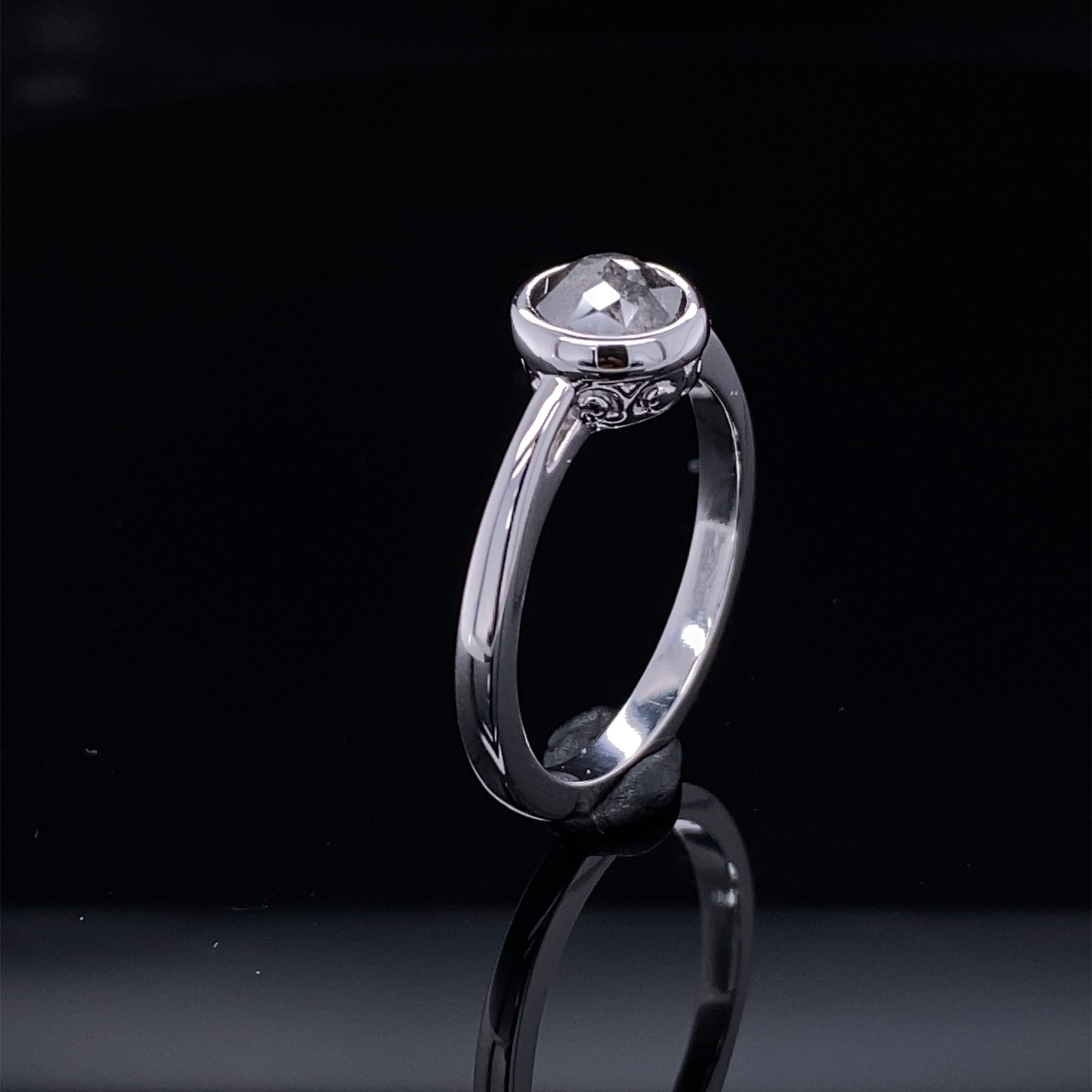 Salt &amp;amp; Pepper Diamond Bezel Set Ring