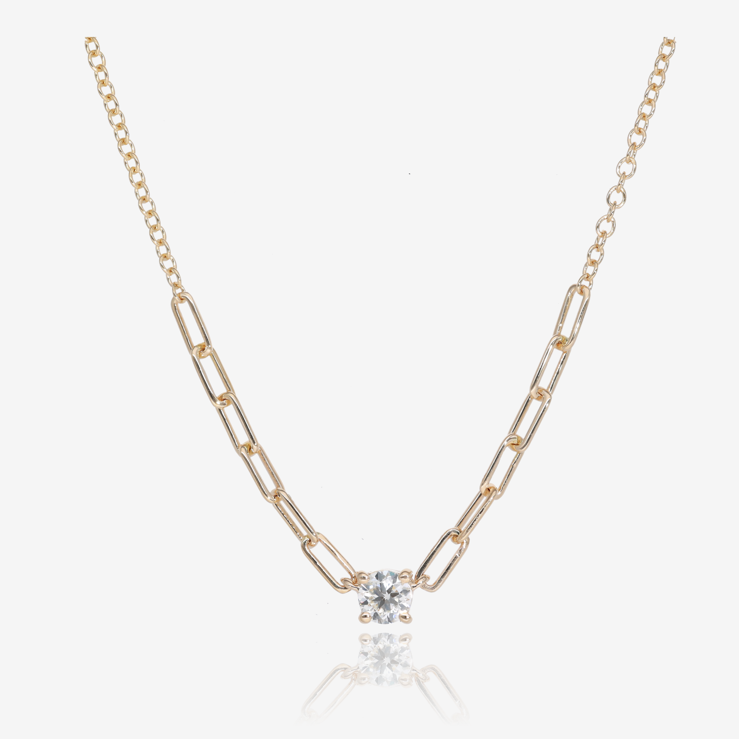 Chic Mixed Link Natural Diamond Gold Necklace