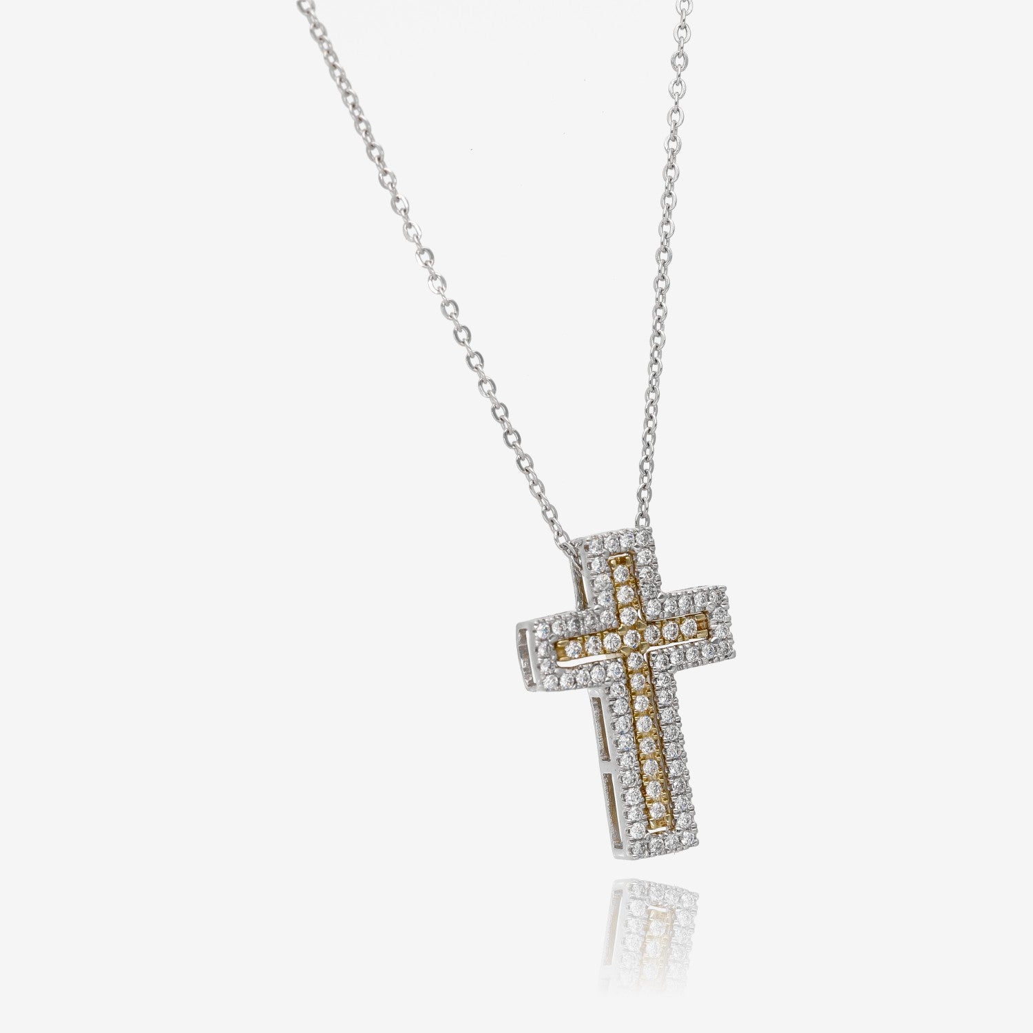 10k Two Tone Diamond Interchangeable Cross Pendant