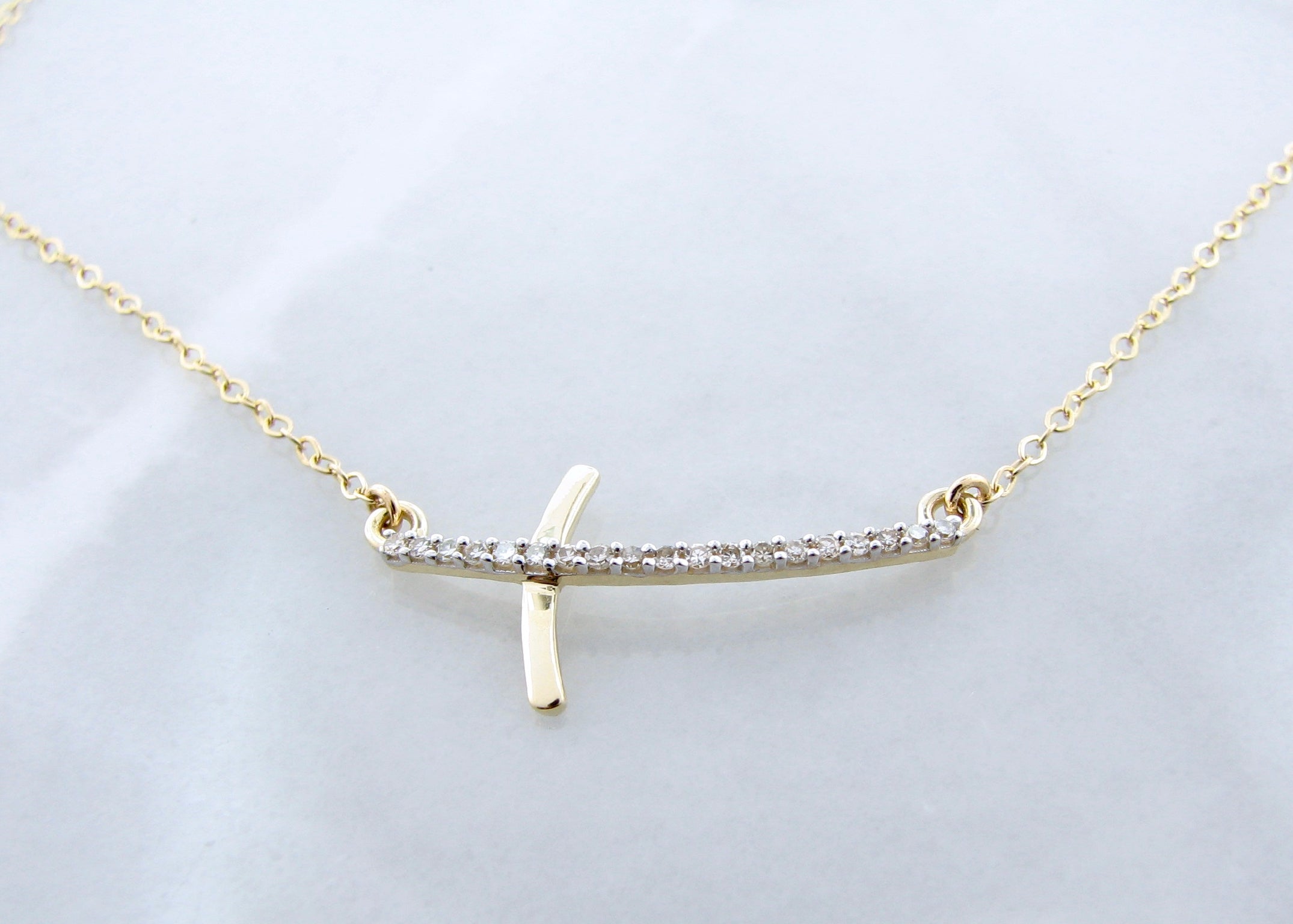 Diamond Take Up Your Cross Gold Necklace