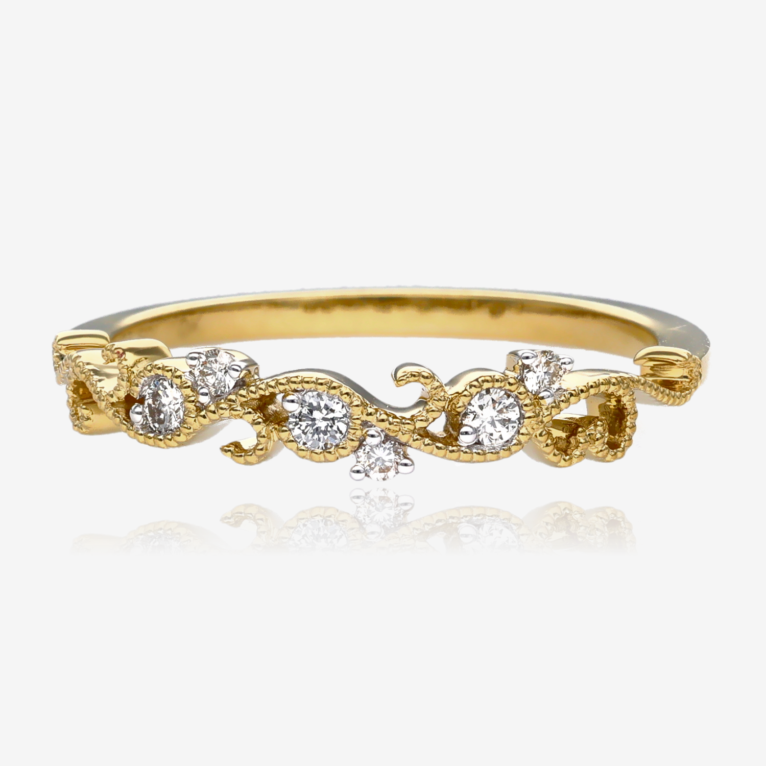 Swirls Delicate Diamond Filigree Gold Band