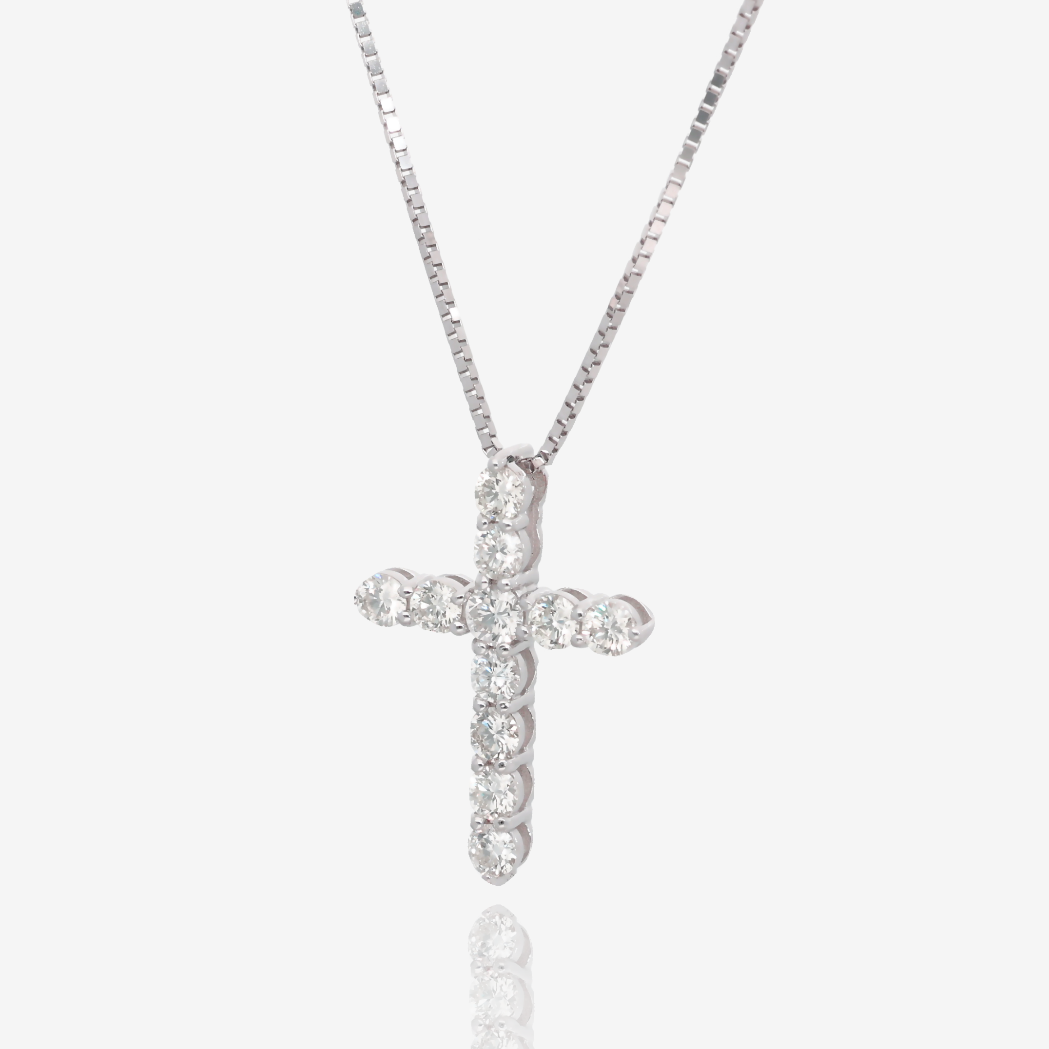 Strength and Light Natural Diamond Cross Pendant in 14K White Gold