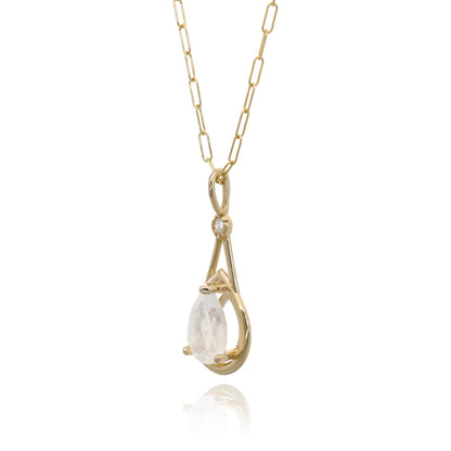 Raindrop Moonstone Pendant in Yellow Gold