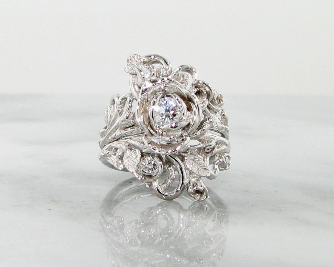 Diamond Yellow Gold Wedding Set, Jane Rose Ring