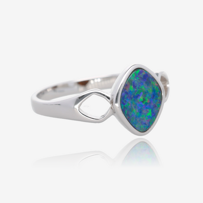 Northern Lights One Of A Kind Freeform Opal Rings in Sterling  Silver