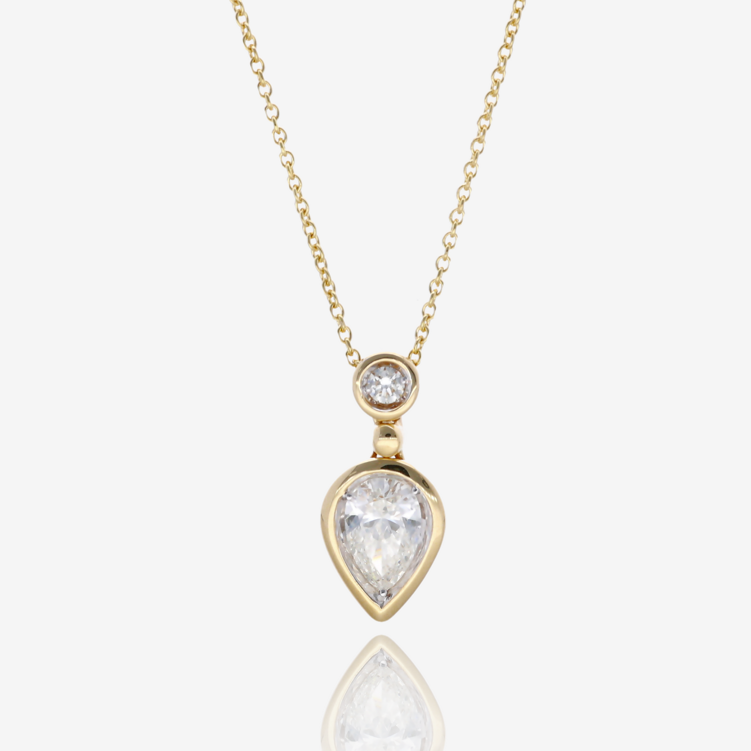 1/2ct Pear Shape Natural Diamond Pendant in 14K Yellow Gold