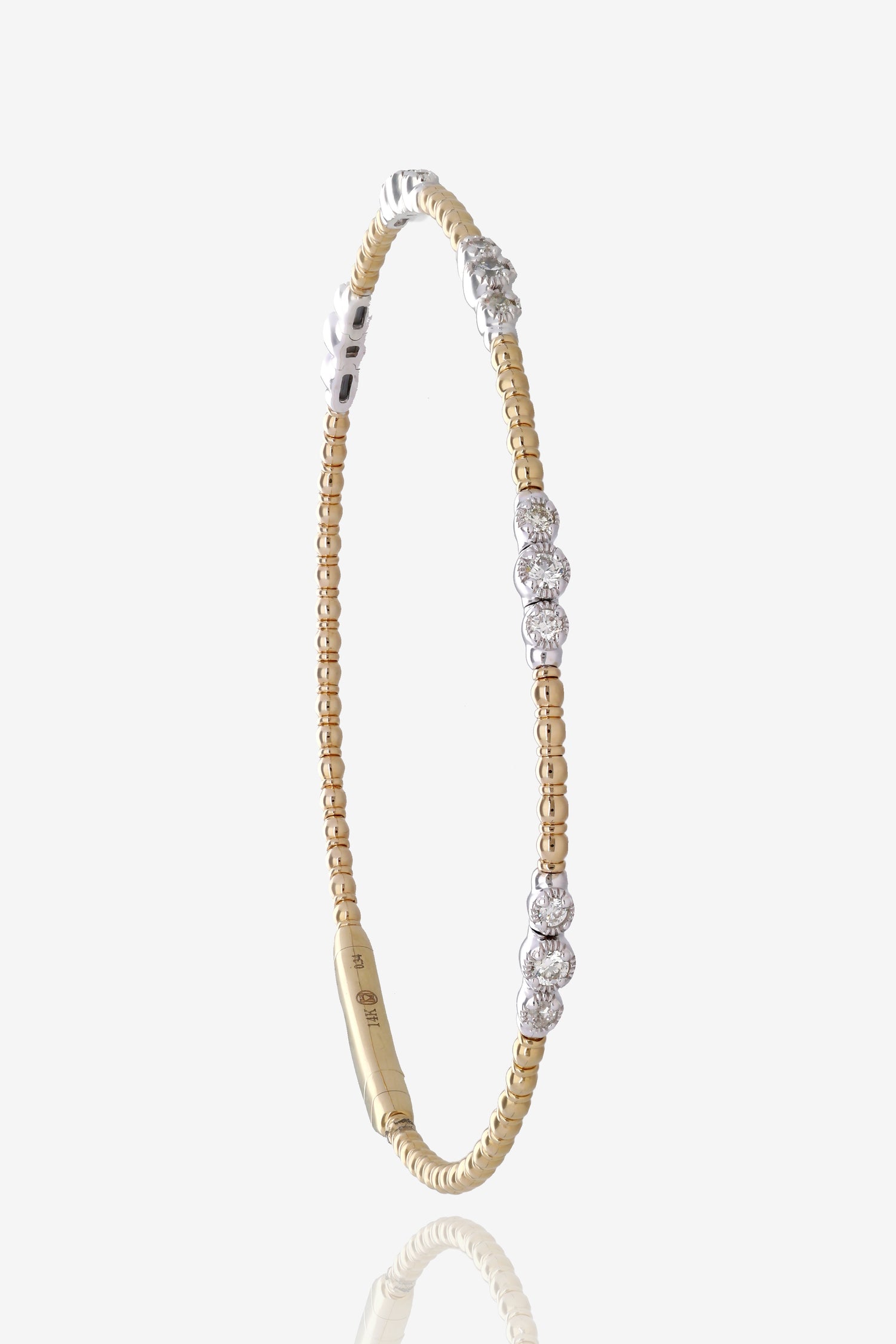 1/3ct Petite Two Tone Natural Diamond Flex Bangle in 14K Yellow Gold