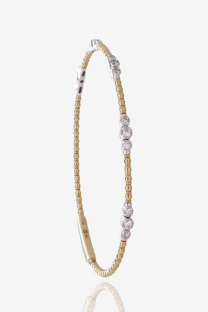1/3ct Petite Two Tone Natural Diamond Flex Bangle in 14K Yellow Gold