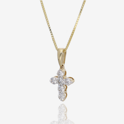 Little Light Diamond Cross Pendant in 14K Yellow Gold