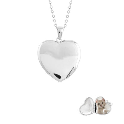 Sterling Silver Flat Heart Locket With Chain