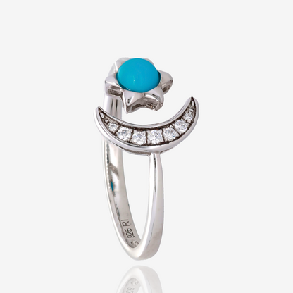 Turquoise Sun and Moon Ring in .925 Sterling Silver