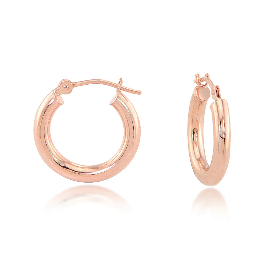 14K Rose Gold 15mm Polished Hoop Earrings