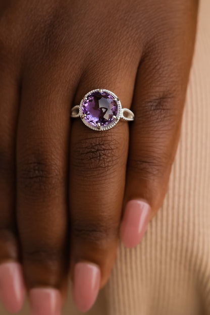 Provencal  Lavender Amethyst Cabochon Ring