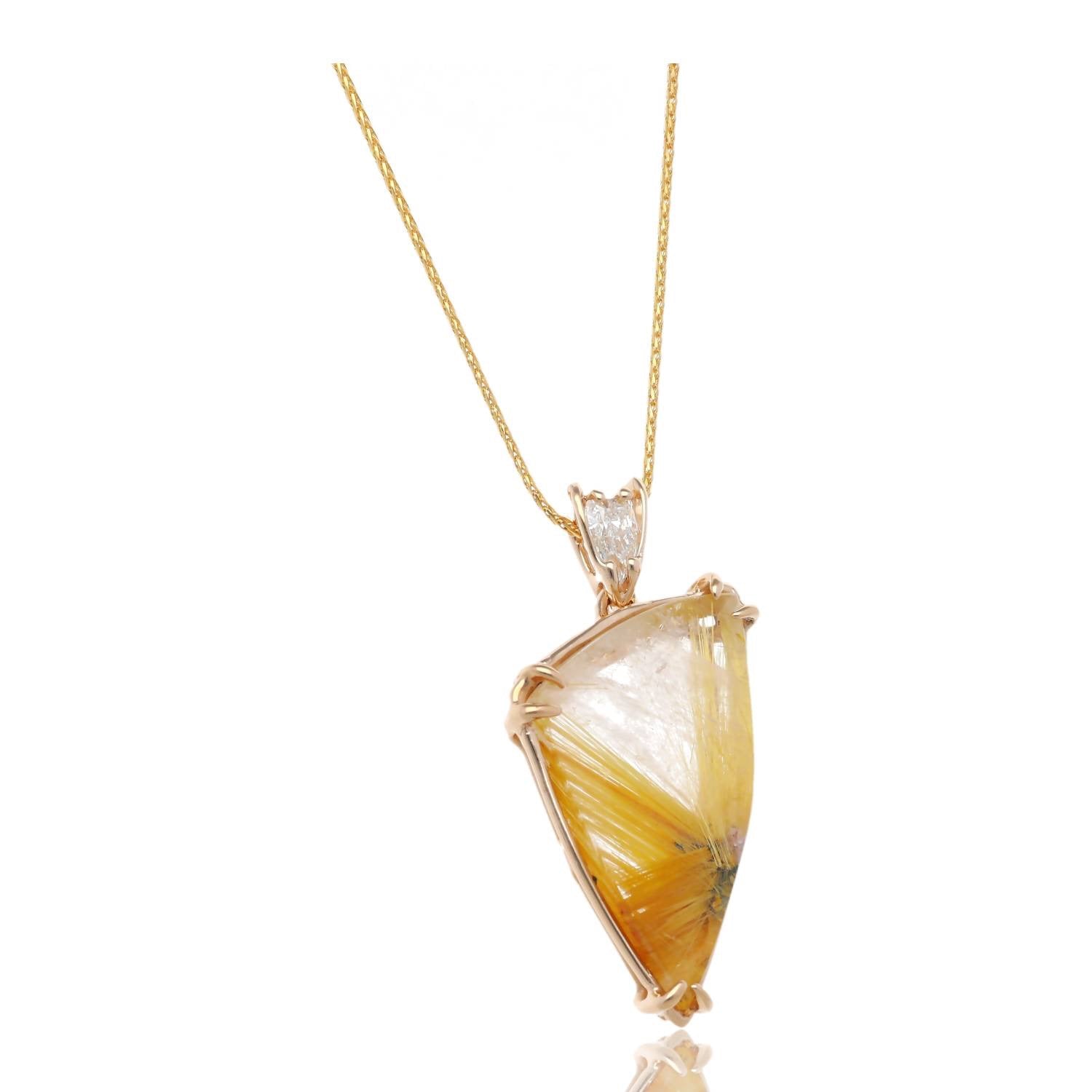Slightly Dangerous Rutile Pendant in Yellow Gold
