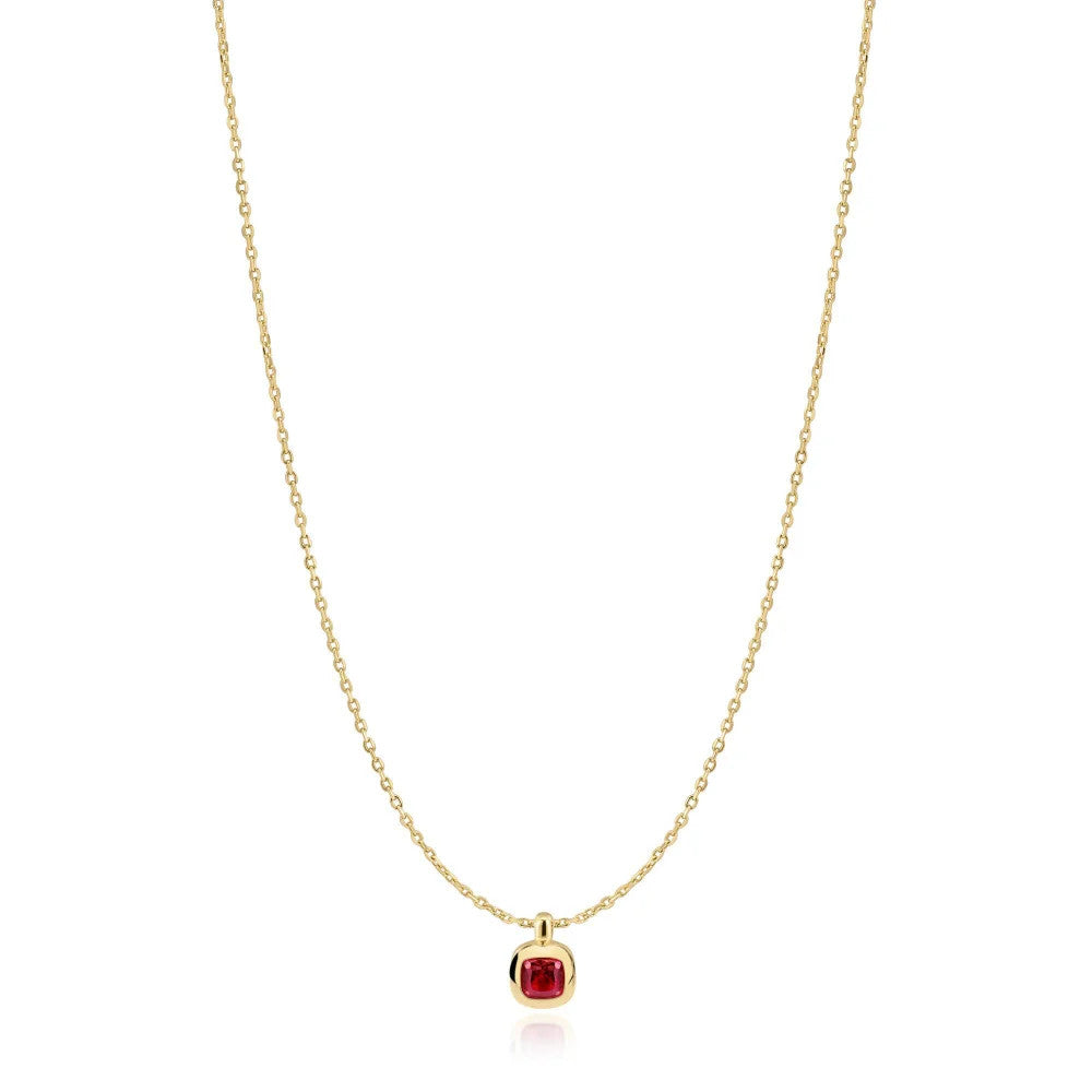 Yellow Crimson Red Solitaire Necklace