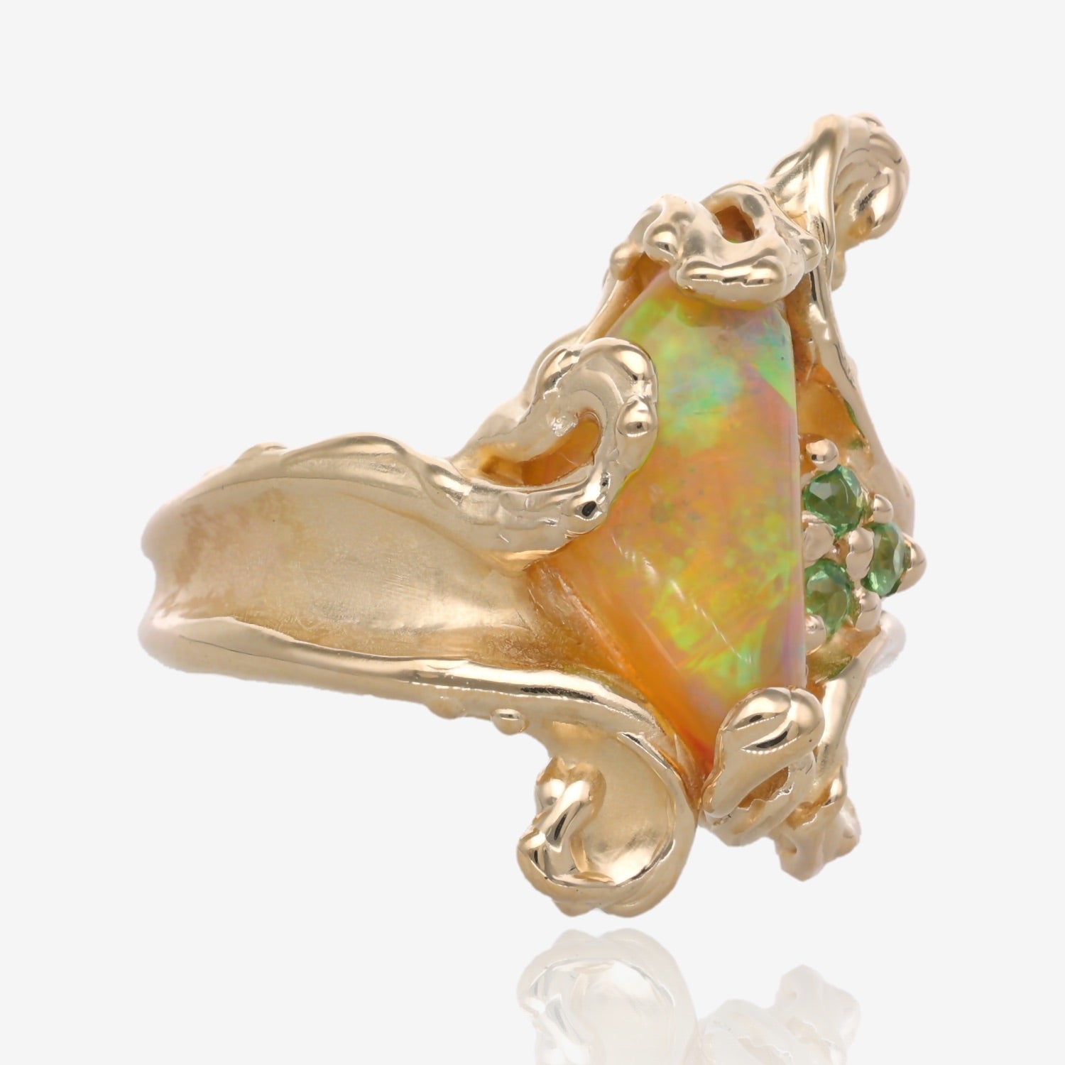 Fiddlehead Ferns Opal Ring in Gold