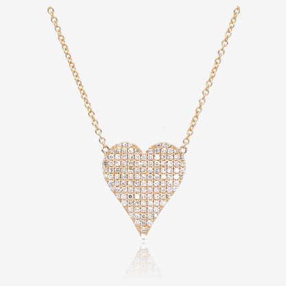 Bold Pavé Diamond Heart Gold Necklace