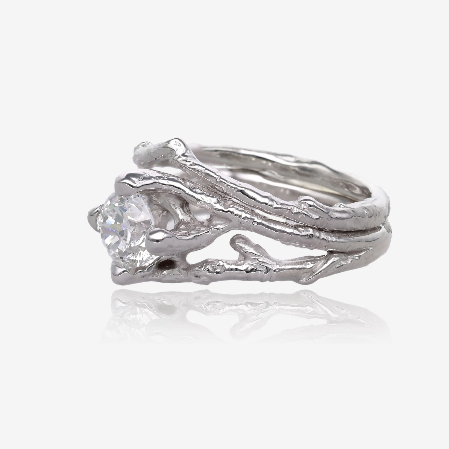 Birch Branch Diamond Gold Wedding Set