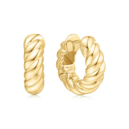 Gold Bold Texture Medium Huggie Hoop Earrings