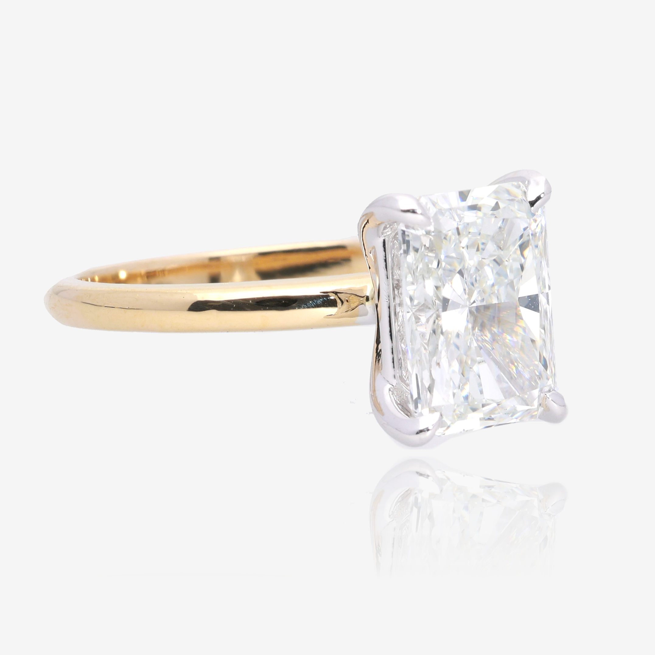 3ct Lab Grown Radiant Cut Diamond Solitaire 14K Yellow Gold