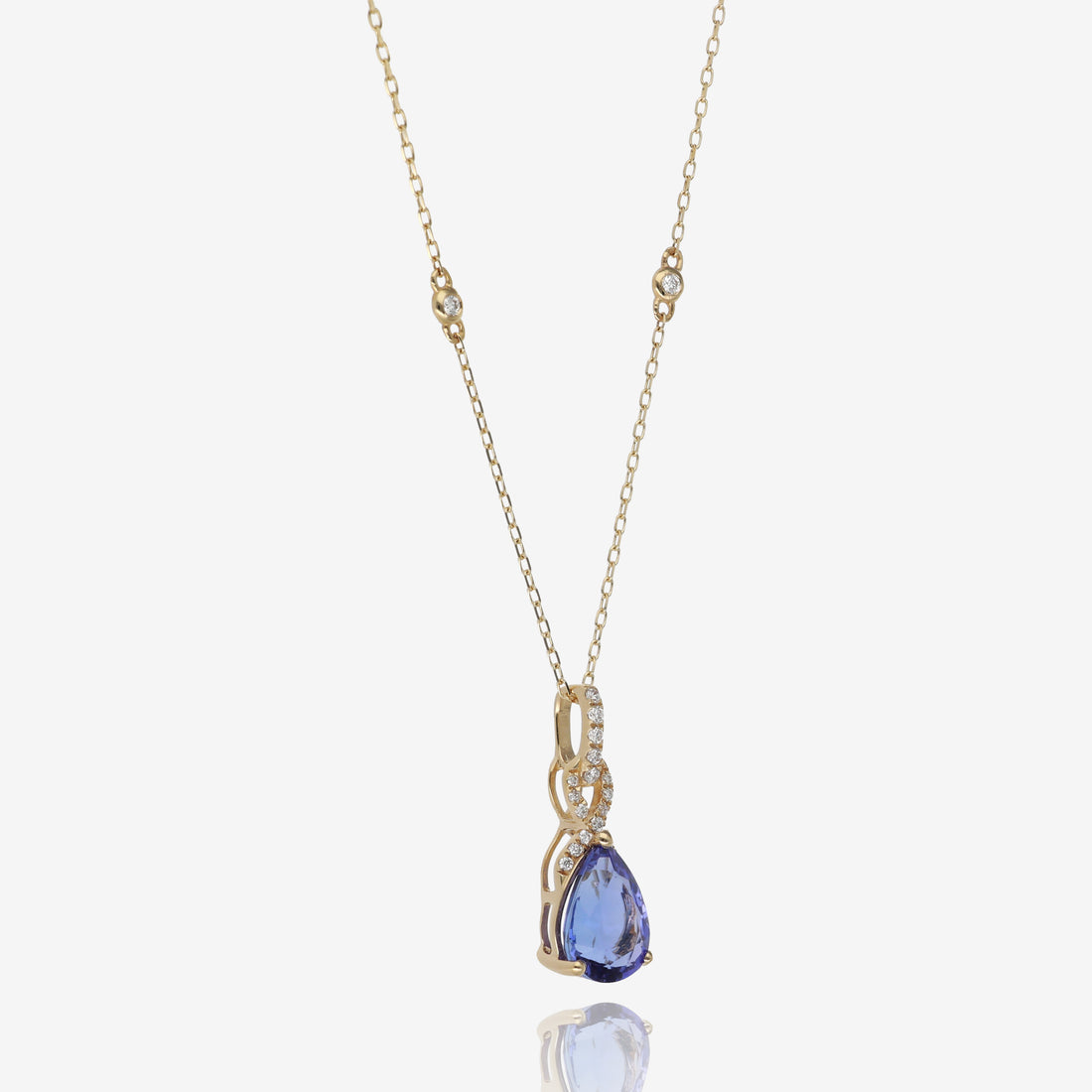 Tanzanite and Diamond Pendant in 14K Yellow Gold