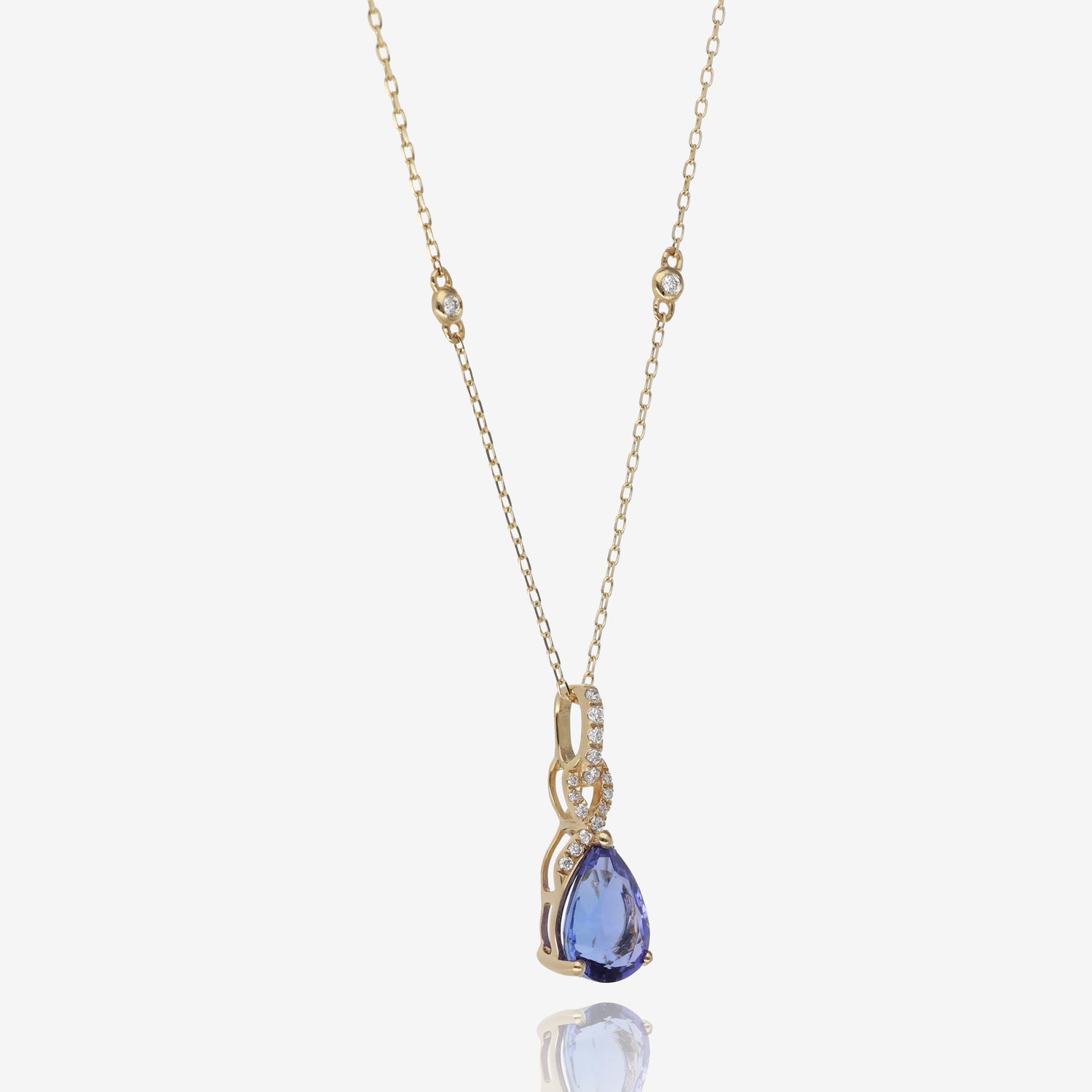 Tanzanite and Diamond Pendant in 14K Yellow Gold
