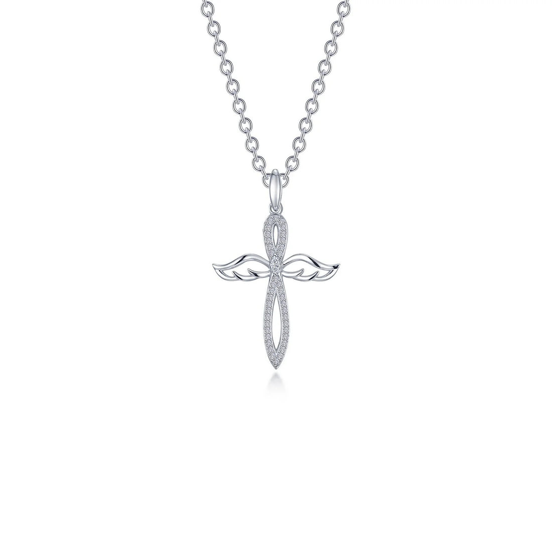 Angel Wings Silver Cross Necklace