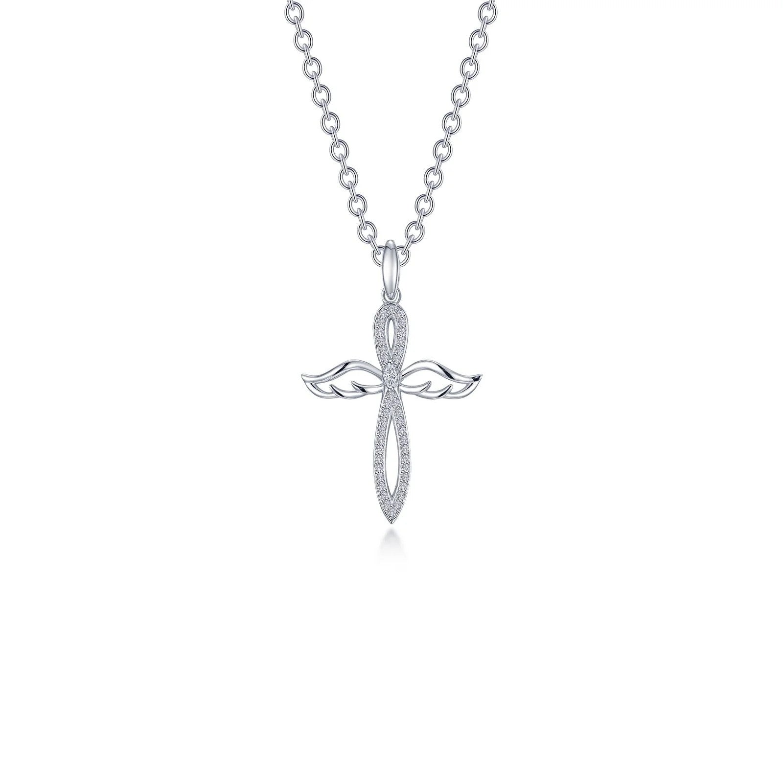 Angel Wings Silver Cross Necklace