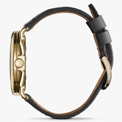 SHINOLA Men’s Runwell Black Mother of Pearl Watch Gold Tone