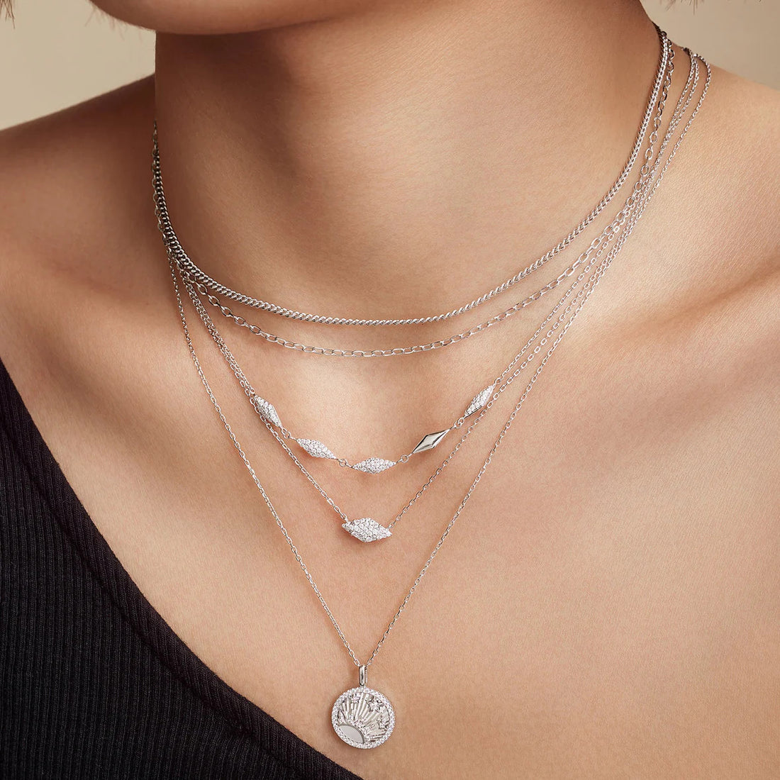 Silver Rectangle Link Chain Necklace