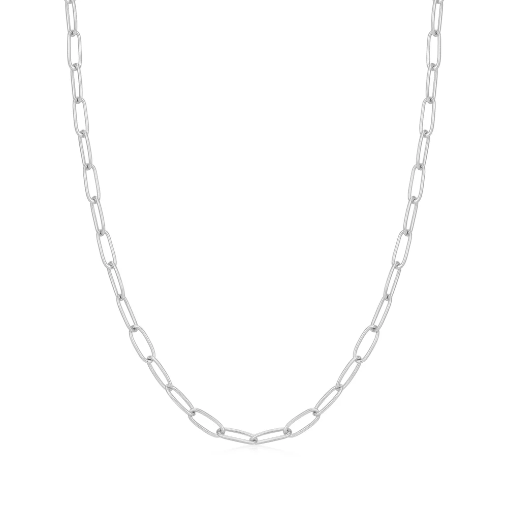 Silver Link Charm Chain Necklace