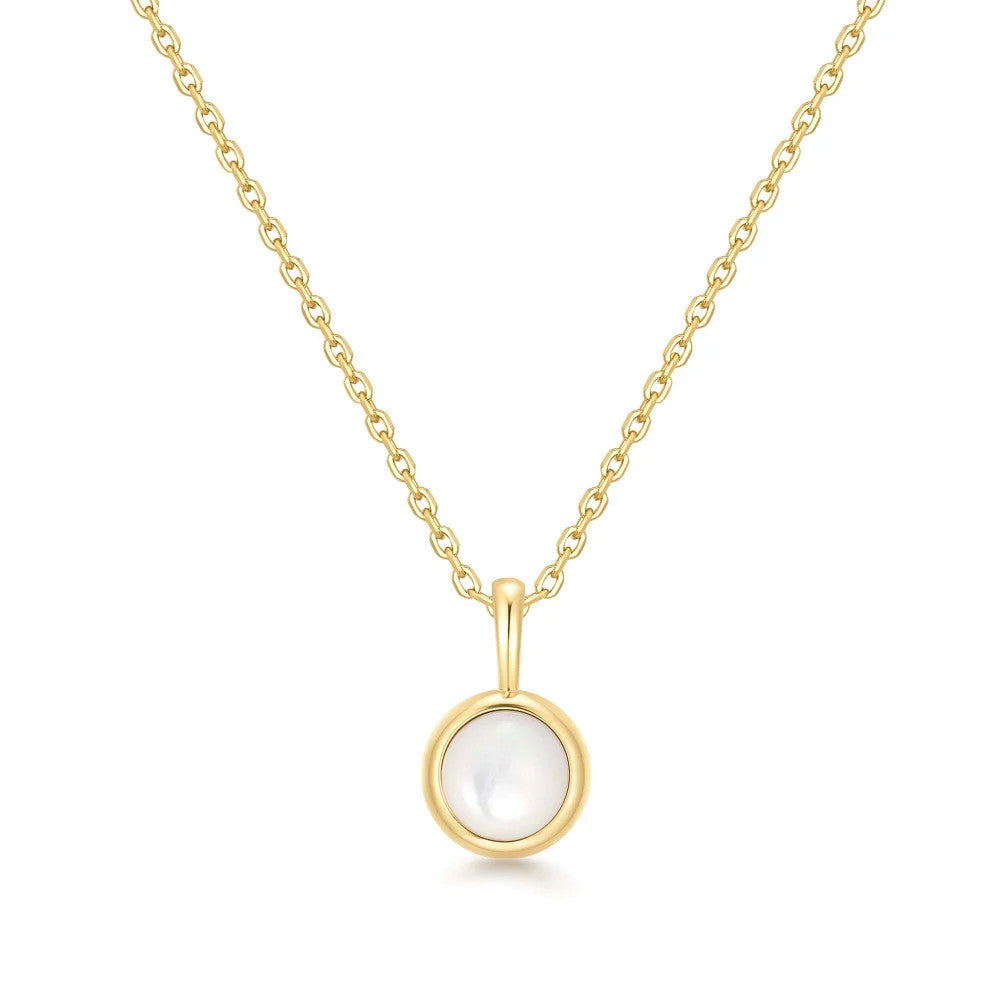 Gold Mother of Pearl Pendant Necklace