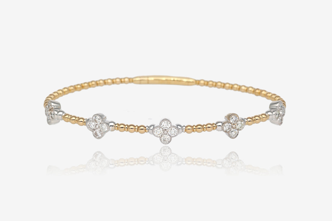 Iconic Blossom Two Tone Gold Diamond Clover Bracelet