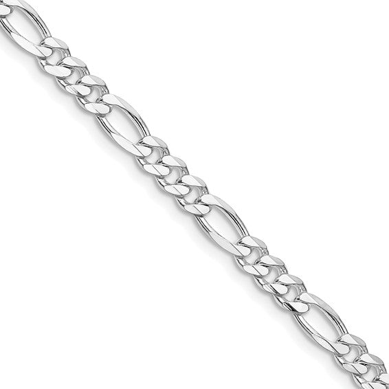 20&quot; Sterling Silver Rhodium-plated 4.5mm Figaro Chain