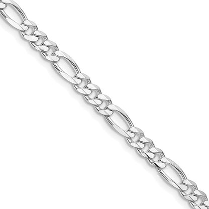 20&quot; Sterling Silver Rhodium-plated 4.5mm Figaro Chain