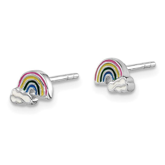 Mini Rainbow Enamel Sterling Stud Earrings