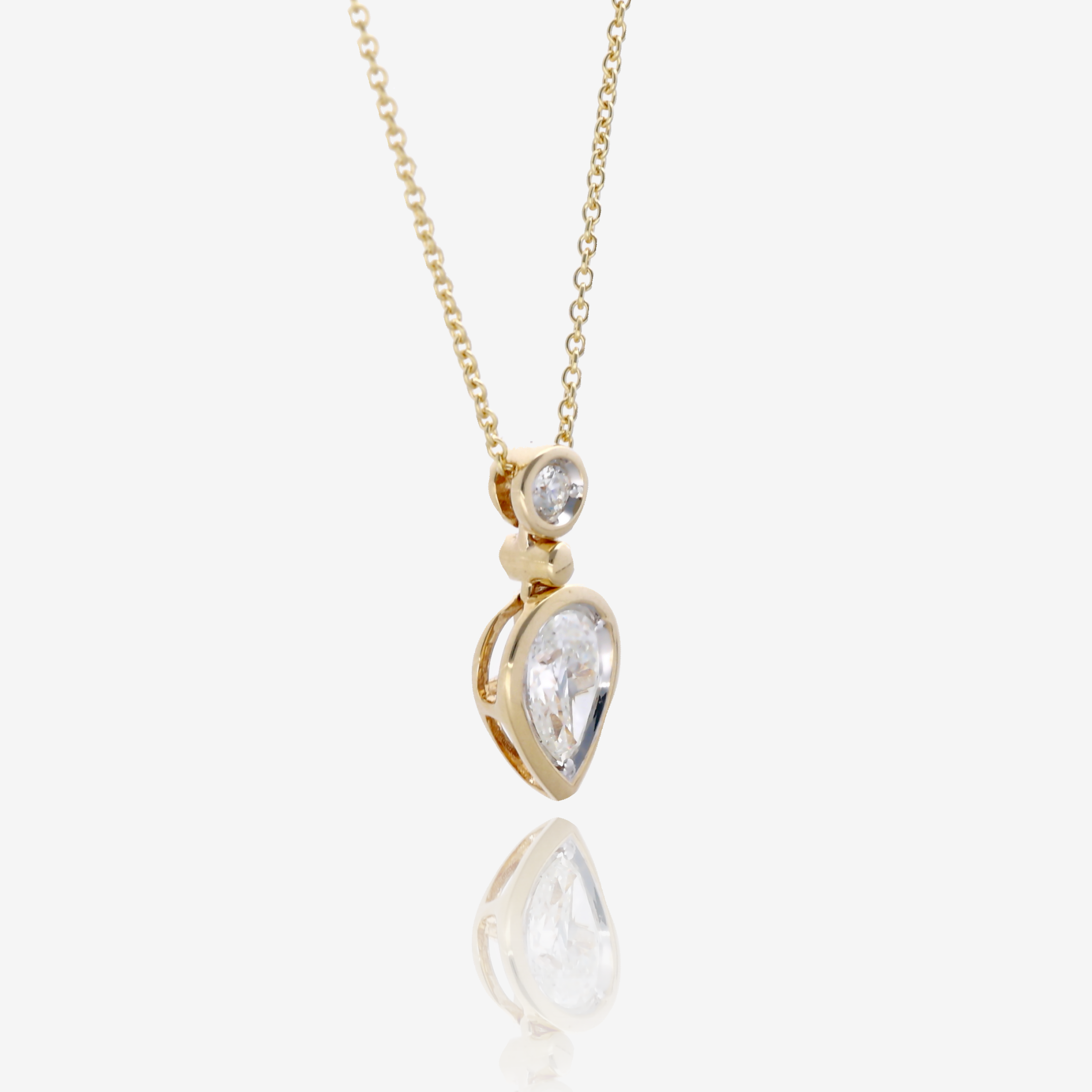 1/2ct Pear Shape Natural Diamond Pendant in 14K Yellow Gold