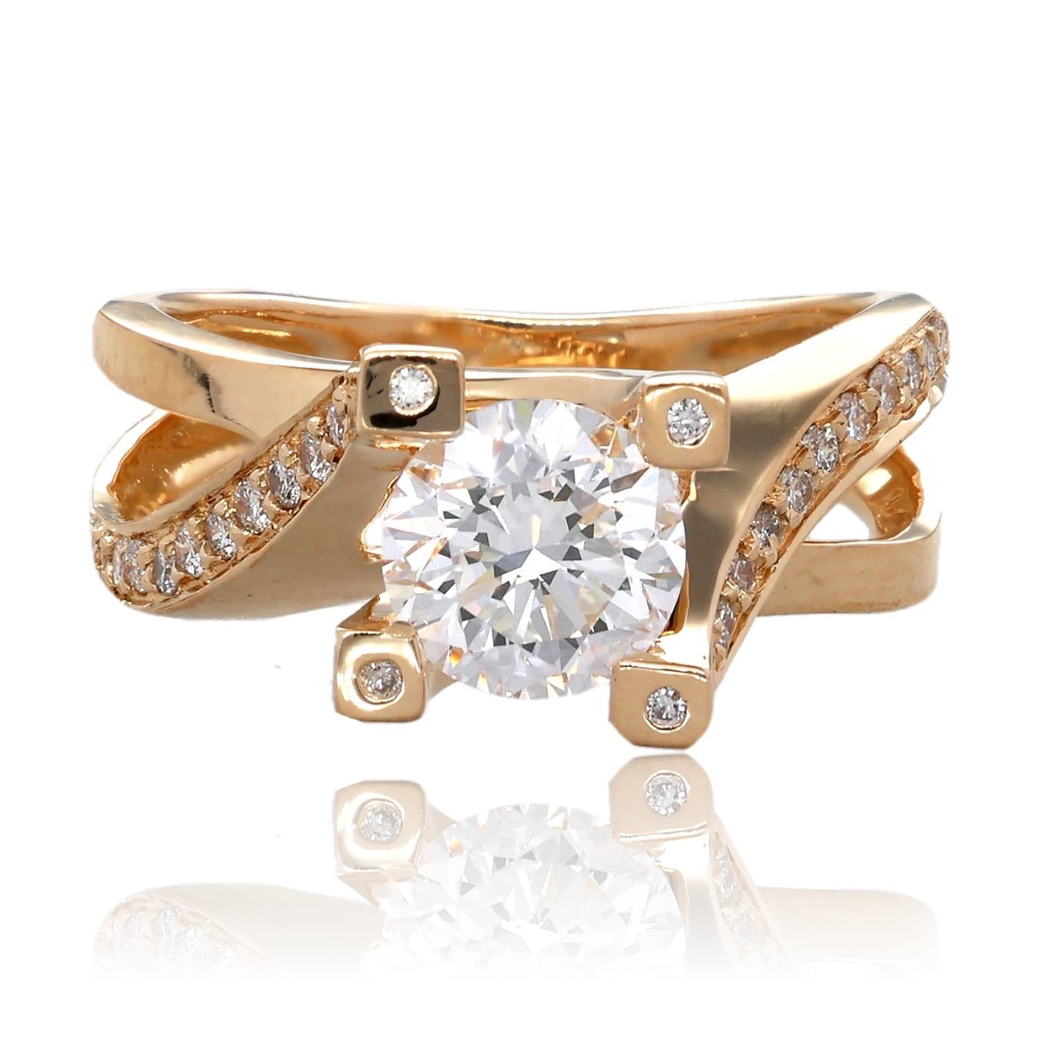 Titan Twist 14K Yellow Gold Diamond Engagement Ring with 1.49 Carat Lab Grown Diamond