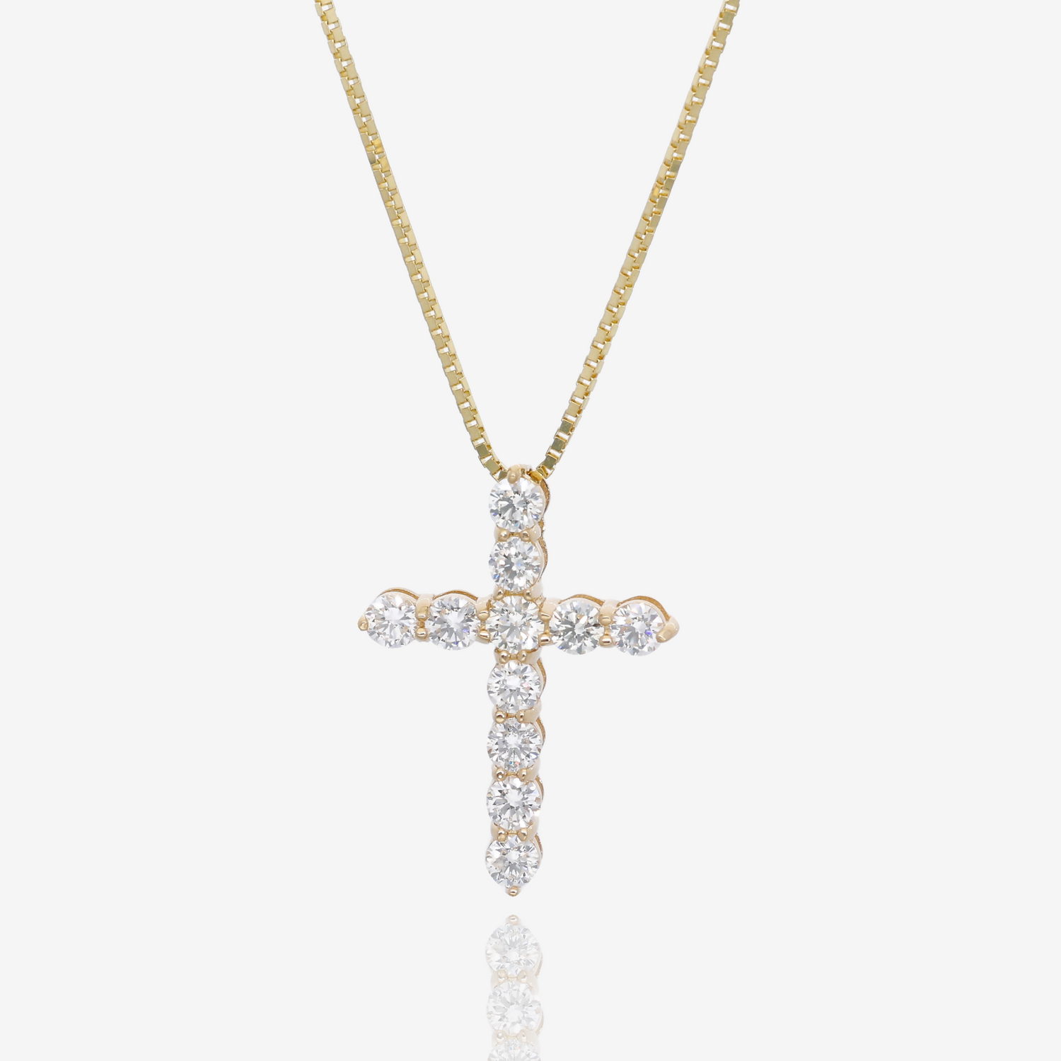 Strength and Light Natural Diamond Cross Pendant in 14K Yellow Gold