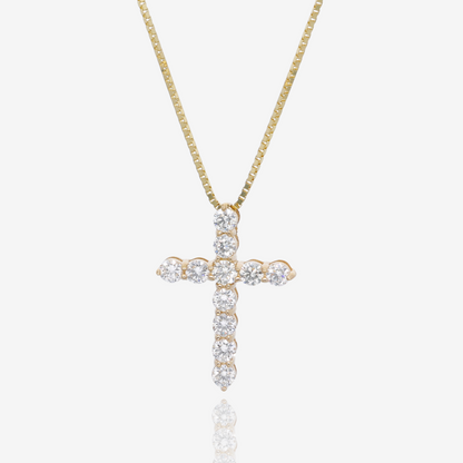 Strength and Light Natural Diamond Cross Pendant in 14K Yellow Gold