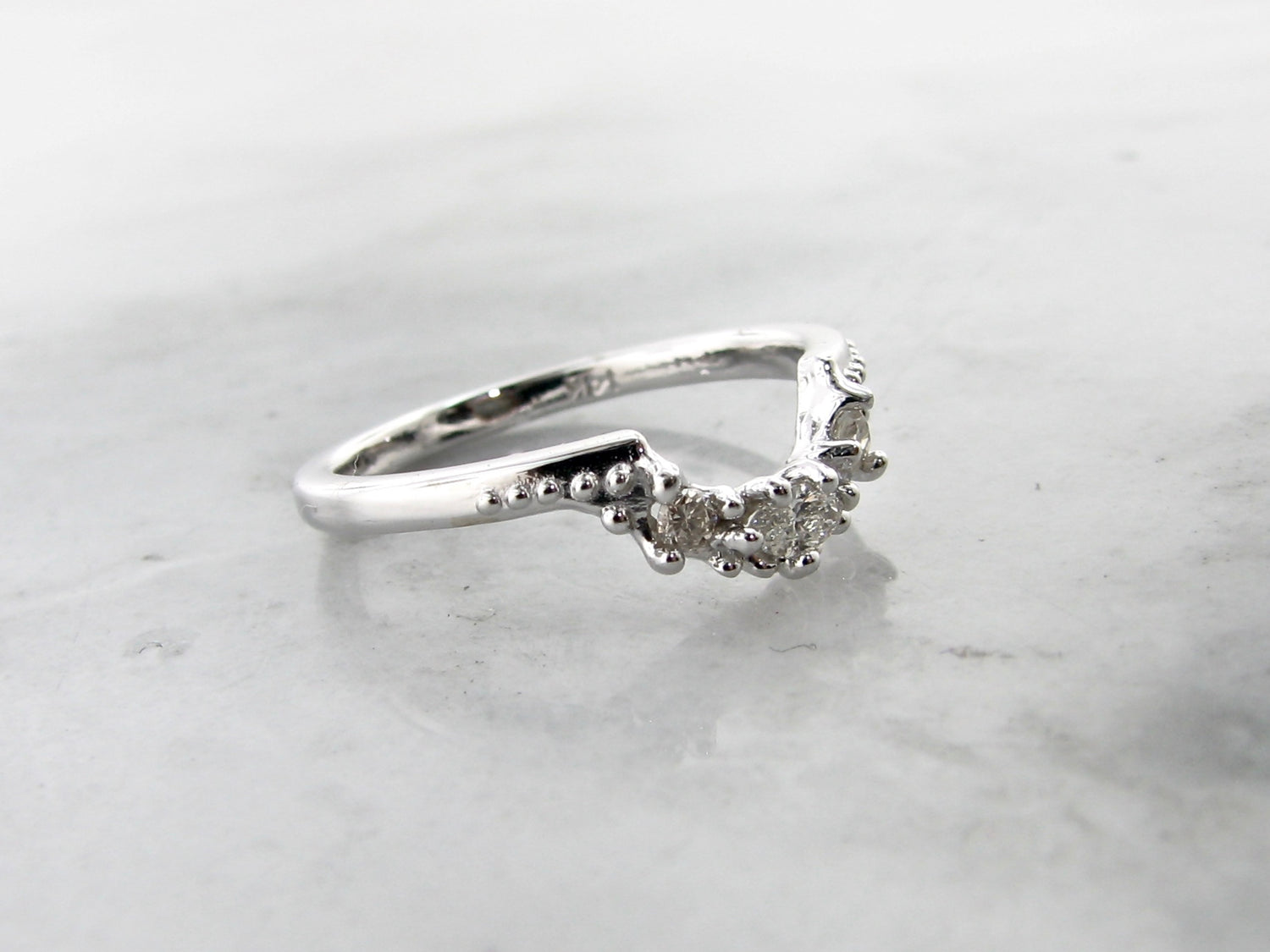 0.18ct TDW Marquise &amp; Brilliant Cut Diamond Band 14K White Gold Ring, Adorn