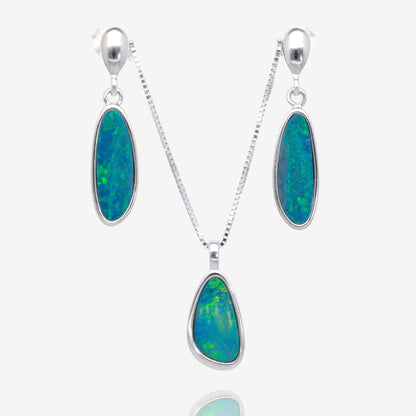 Northern Lights One of a Kind Opal Necklace and Earring Sets in Sterling Silver