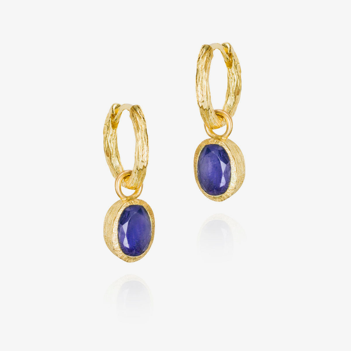 Zen Organic Natural Oval Birthstone Hoop Earrings