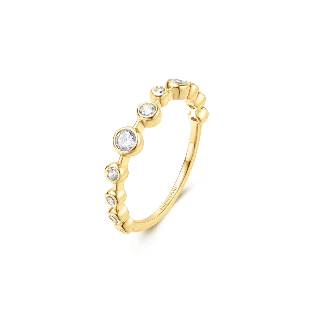 Yellow Bezel Cubic Zirconia Zig-Zag Ring