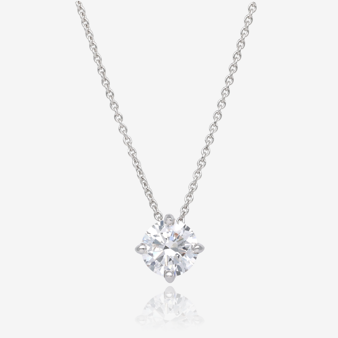 One Carat Round Diamond Pendant in 14K White Gold