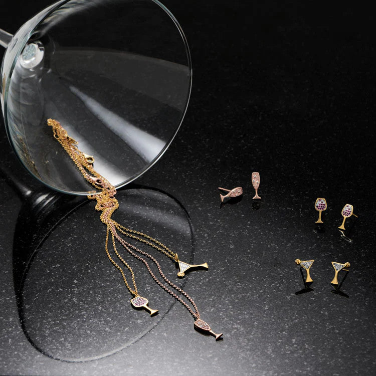 Sip Sip Hooray Gold Plated Wine Glass Necklace