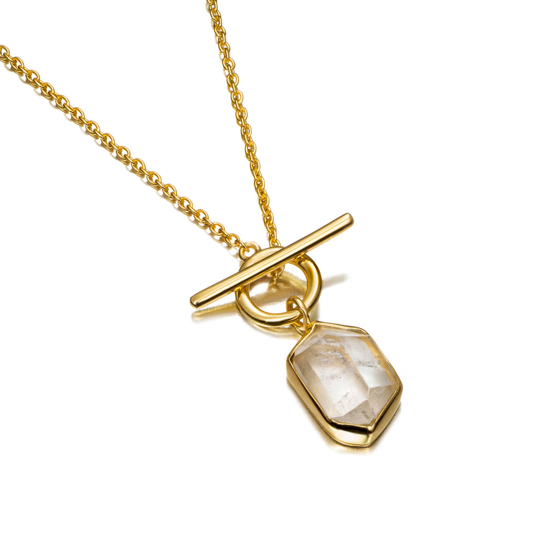 Geo Herkimer Quartz T-Bar Necklace